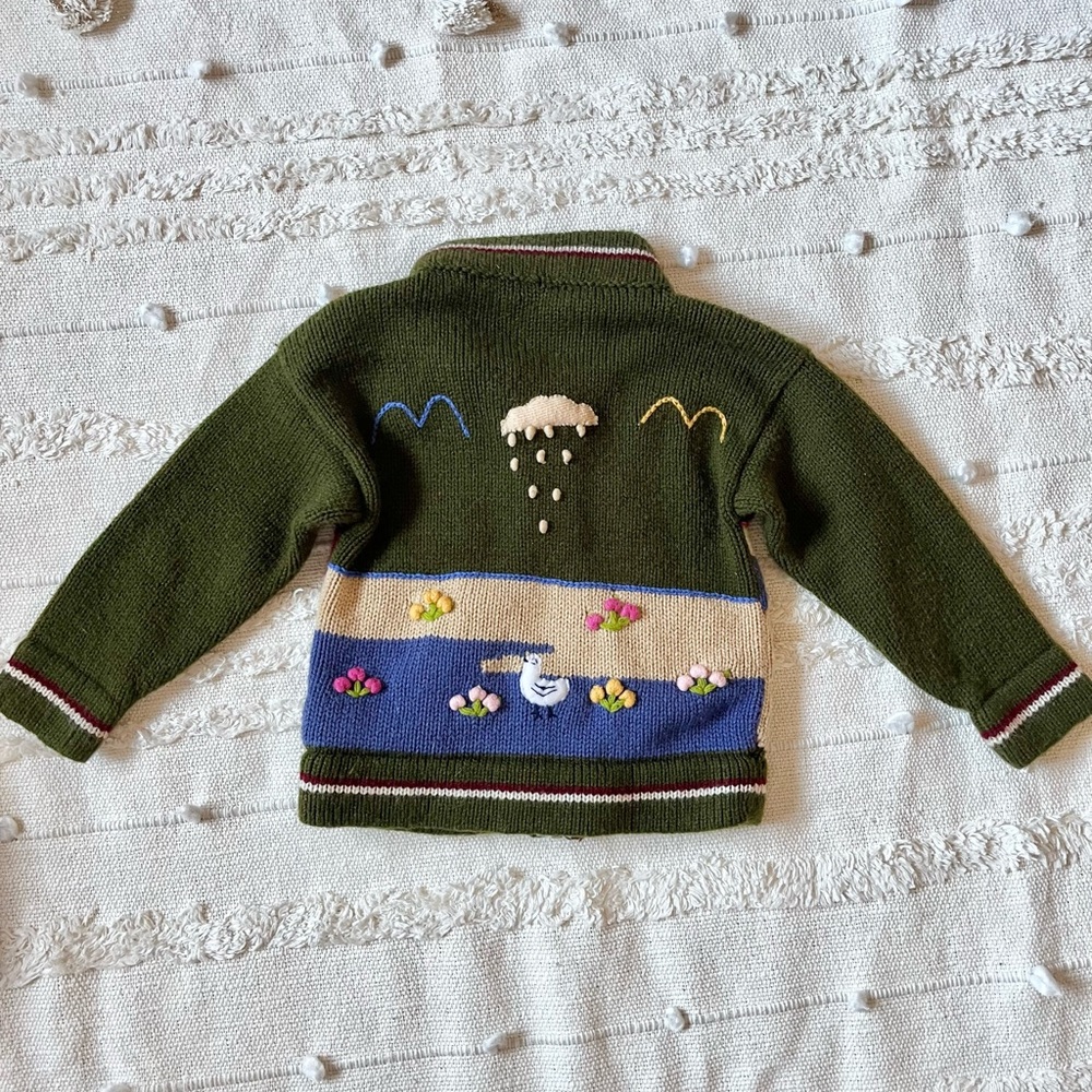 Toddler Peruvian llama knit zip hoodie sweater 3T - Picture 2 of 2